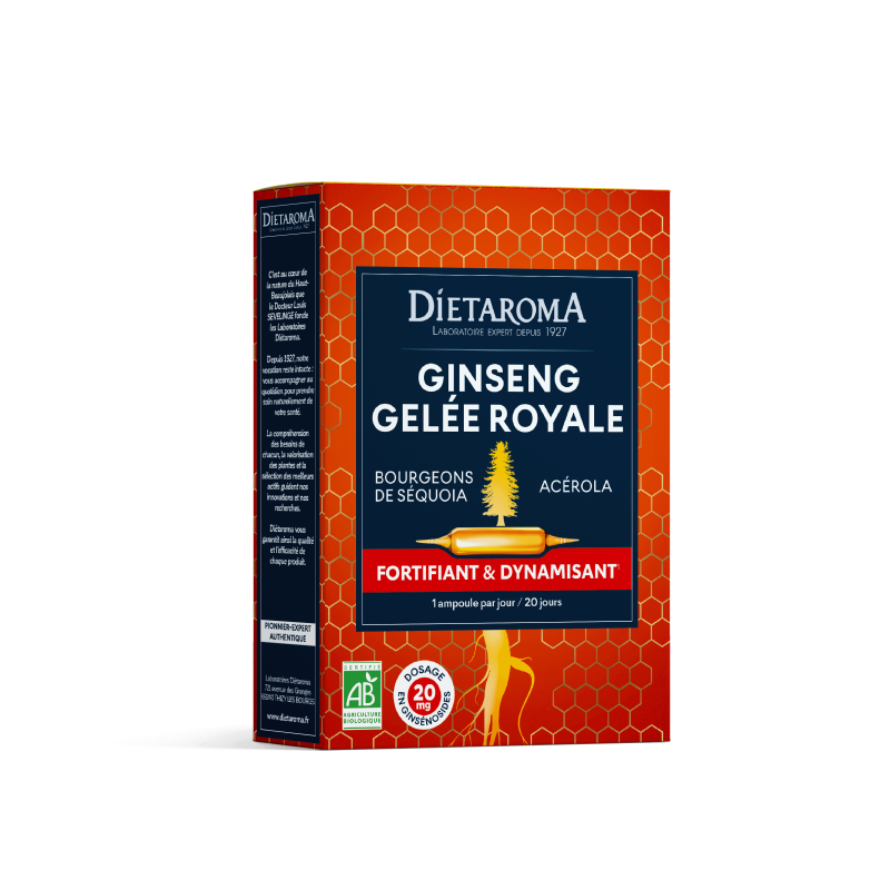 acheter Ginseng Gelée Royale Bio - Tonus et Vitalité 20 ampoules - Dietaroma